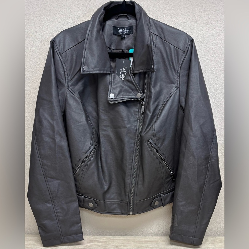 MO-KA COFFEE SHOP NEW YORK MOTO LEATHER JACKET, RUSSIAN GRAY - XL